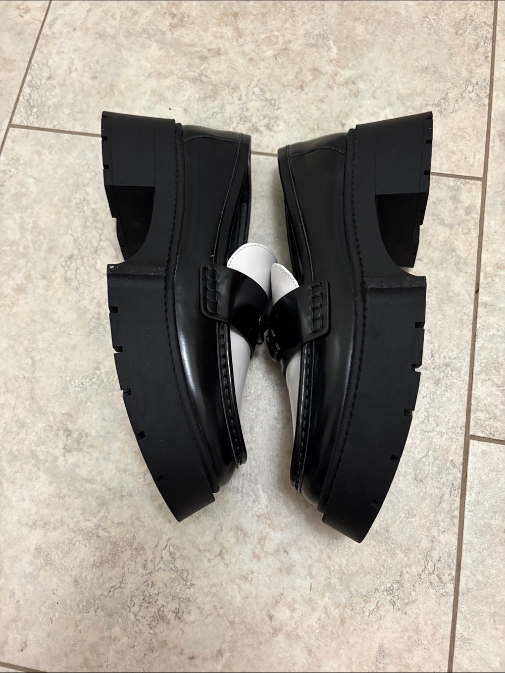 Coach Black & White Leather Chunky Loafers NWOT - Picture 3 of 11